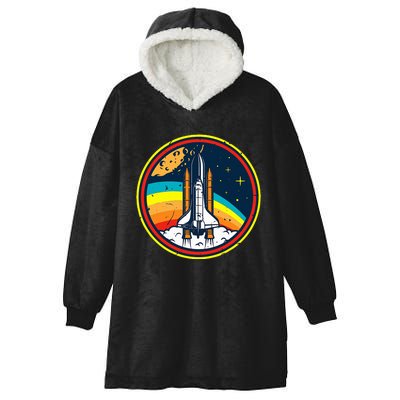 Vintage Space Shuttle Space Lover & Astronomy Stargazer Hooded Wearable Blanket