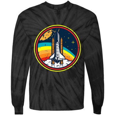 Vintage Space Shuttle Space Lover & Astronomy Stargazer Tie-Dye Long Sleeve Shirt