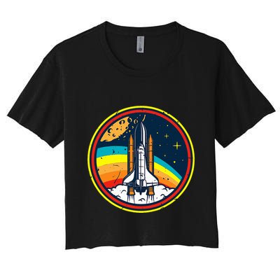Vintage Space Shuttle Space Lover & Astronomy Stargazer Crop Top