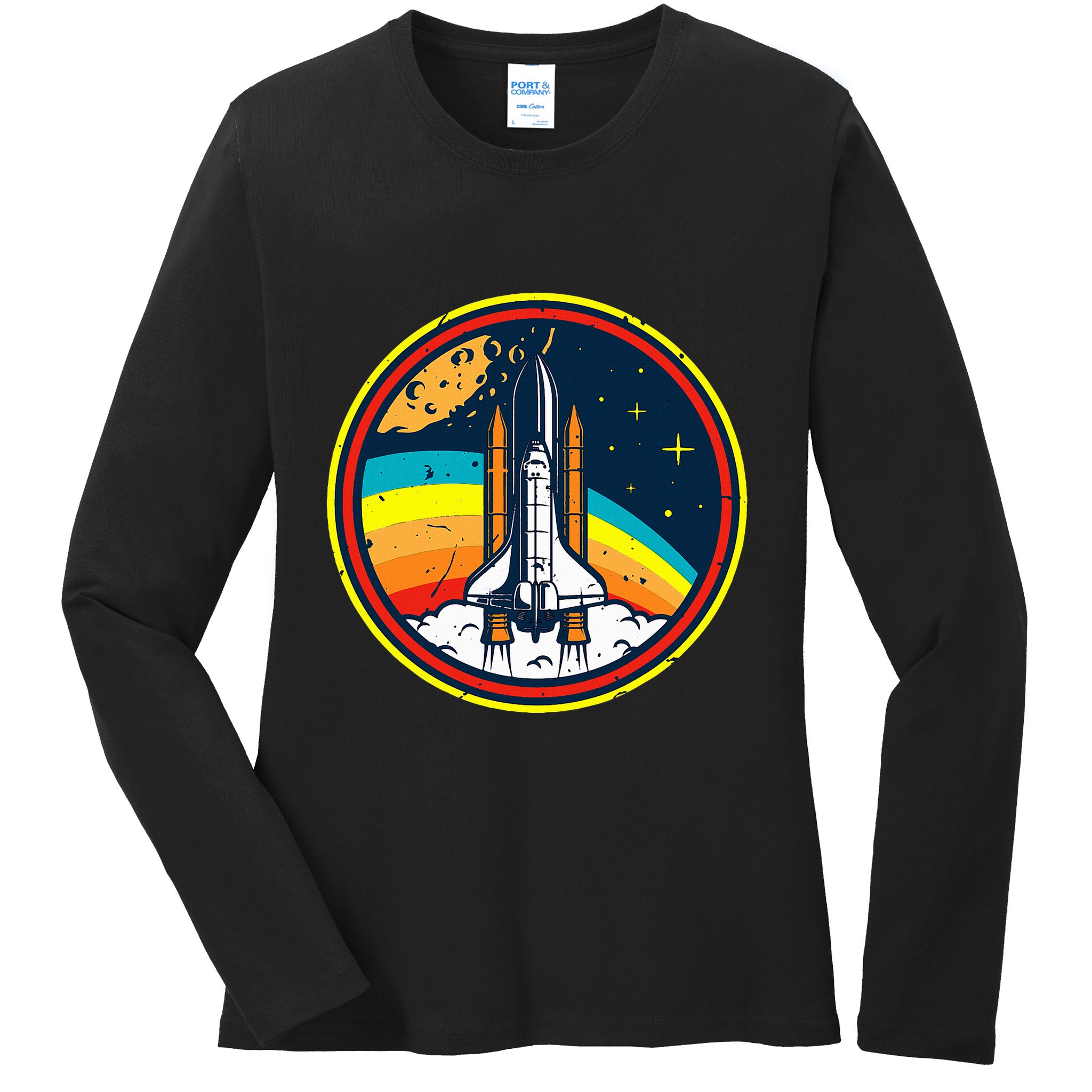 Vintage Space Shuttle Space Lover & Astronomy Stargazer Ladies Long Sleeve Shirt