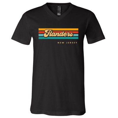 Vintage Sunset Stripes Flanders New Jersey V-Neck T-Shirt