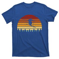 Vintage Sunset Skiing Gift For Skiers Funny Gift T-Shirt