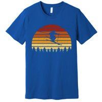 Vintage Sunset Skiing Gift For Skiers Funny Gift Premium T-Shirt