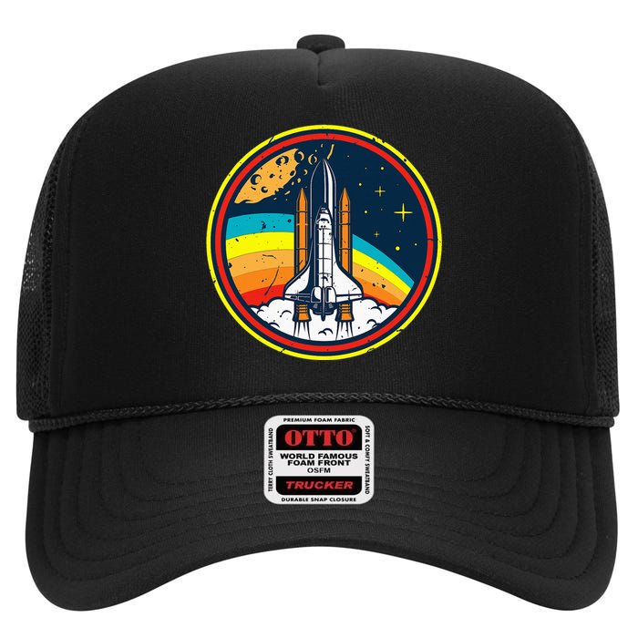 Vintage Space Shuttle Space Lover & Astronomy Stargazer High Crown Mesh Back Trucker Hat