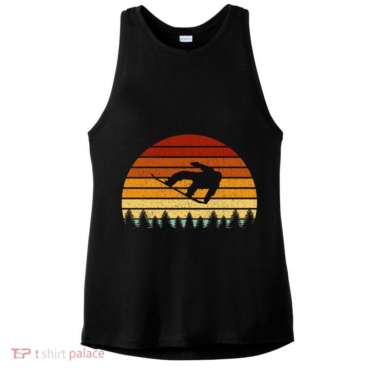 Vintage Sunset Snowboarding Gift For Snowboarders Great Gift Ladies PosiCharge Tri-Blend Wicking Tank
