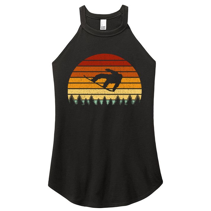Vintage Sunset Snowboarding Gift For Snowboarders Great Gift Women's Perfect Tri Rocker Tank