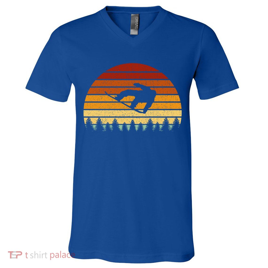 Vintage Sunset Snowboarding Gift For Snowboarders Great Gift V-Neck T-Shirt