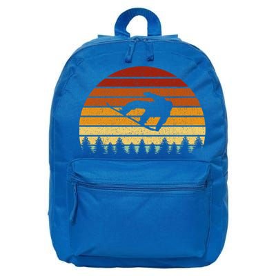 Vintage Sunset Snowboarding Gift For Snowboarders Great Gift 16 in Basic Backpack