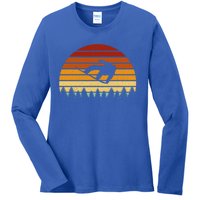 Vintage Sunset Snowboarding Gift For Snowboarders Great Gift Ladies Long Sleeve Shirt