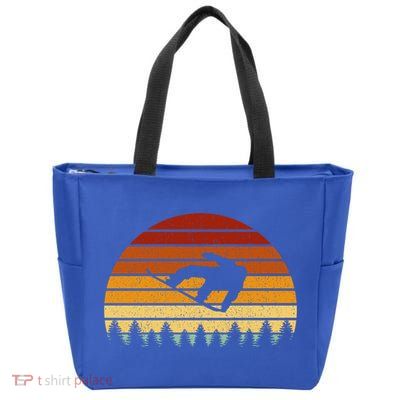 Vintage Sunset Snowboarding Gift For Snowboarders Great Gift Zip Tote Bag