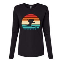 Vintage Sunset Skiing Gift For Skiers Womens Cotton Relaxed Long Sleeve T-Shirt