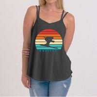 Vintage Sunset Skiing Gift For Skiers Women's Strappy Tank