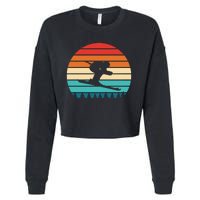 Vintage Sunset Skiing Gift For Skiers Cropped Pullover Crew