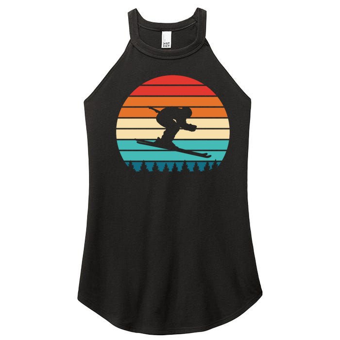 Vintage Sunset Skiing Gift For Skiers Women's Perfect Tri Rocker Tank