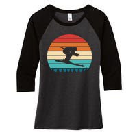 Vintage Sunset Skiing Gift For Skiers Women's Tri-Blend 3/4-Sleeve Raglan Shirt