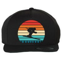 Vintage Sunset Skiing Gift For Skiers Wool Snapback Cap