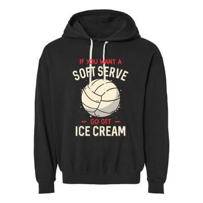 Volleyball Soft Serve Pun Design Garment-Dyed Fleece Hoodie