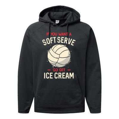 Volleyball Soft Serve Pun Design Performance Fleece Hoodie