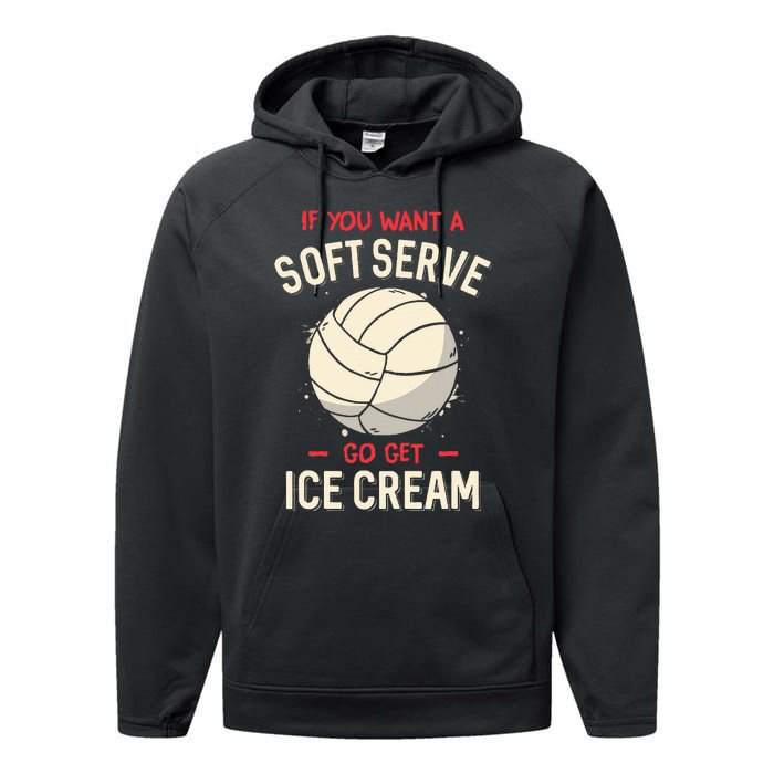 Volleyball Soft Serve Pun Design Performance Fleece Hoodie