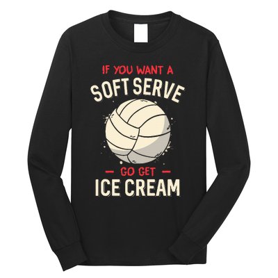 Volleyball Soft Serve Pun Design Long Sleeve Shirt