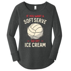 Volleyball Soft Serve Pun Design Women's Perfect Tri Tunic Long Sleeve Shirt