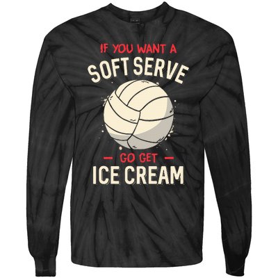 Volleyball Soft Serve Pun Design Tie-Dye Long Sleeve Shirt