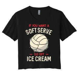 Volleyball Soft Serve Pun Design Women's Crop Top Tee