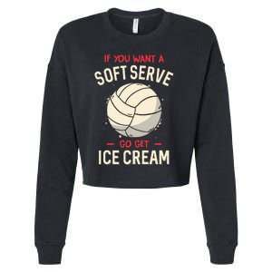 Volleyball Soft Serve Pun Design Cropped Pullover Crew