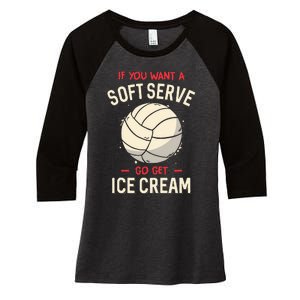 Volleyball Soft Serve Pun Design Women's Tri-Blend 3/4-Sleeve Raglan Shirt