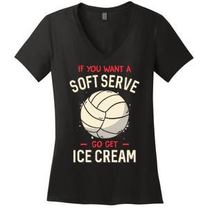 Volleyball Soft Serve Pun Design Women's V-Neck T-Shirt