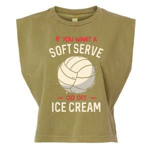 Volleyball Soft Serve Pun Design Garment-Dyed Women's Muscle Tee