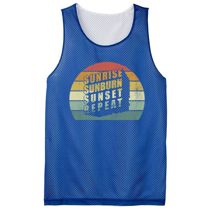 Vintage Sunrise Sunburn Sunset Repeat Country Music Summer Gift Mesh Reversible Basketball Jersey Tank