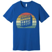 Vintage Sunrise Sunburn Sunset Repeat Country Music Summer Gift Premium T-Shirt