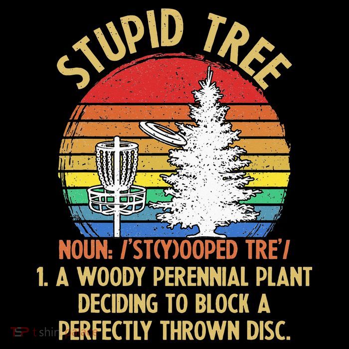 Vintage Sunset Stupid Tree Disc Golf Funny Fans Tall T-Shirt