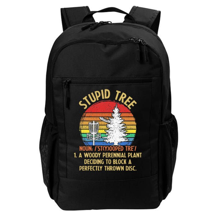 Vintage Sunset Stupid Tree Disc Golf Funny Fans Daily Commute Backpack