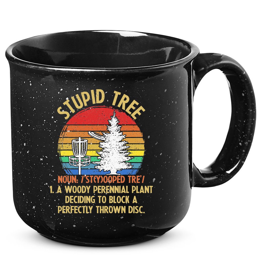 Vintage Sunset Stupid Tree Disc Golf Funny Fans 15oz Campfire Ceramic Mug