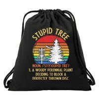 Vintage Sunset Stupid Tree Disc Golf Funny Fans Drawstring Bag