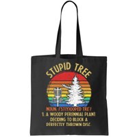 Vintage Sunset Stupid Tree Disc Golf Funny Fans Tote Bag