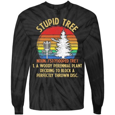 Vintage Sunset Stupid Tree Disc Golf Funny Fans Tie-Dye Long Sleeve Shirt