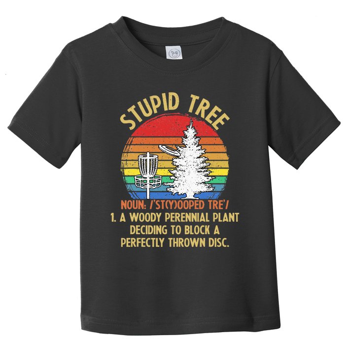 Vintage Sunset Stupid Tree Disc Golf Funny Fans Toddler T-Shirt