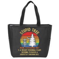 Vintage Sunset Stupid Tree Disc Golf Funny Fans Zip Tote Bag