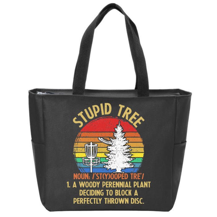 Vintage Sunset Stupid Tree Disc Golf Funny Fans Zip Tote Bag