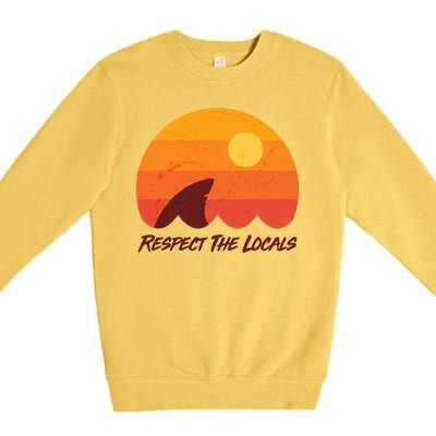 Vintage Sunset Shark Respect The Locals Premium Crewneck Sweatshirt