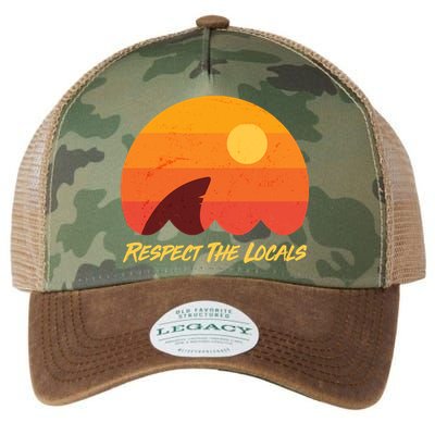Vintage Sunset Shark Respect The Locals Legacy Tie Dye Trucker Hat