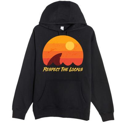 Vintage Sunset Shark Respect The Locals Premium Pullover Hoodie