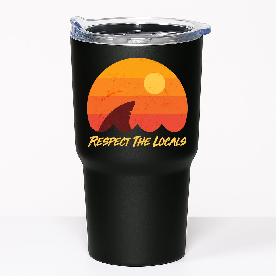 Vintage Sunset Shark Respect The Locals Tumbler