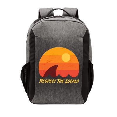 Vintage Sunset Shark Respect The Locals Vector Backpack
