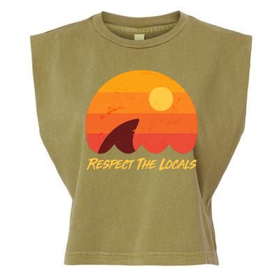 Vintage Sunset Shark Respect The Locals Garment-Dyed Women's Muscle Tee