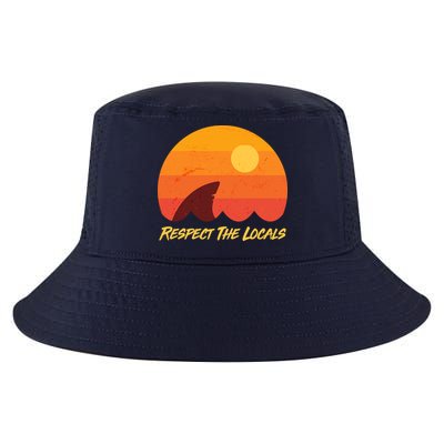 Vintage Sunset Shark Respect The Locals Cool Comfort Performance Bucket Hat