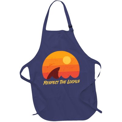 Vintage Sunset Shark Respect The Locals Apron
